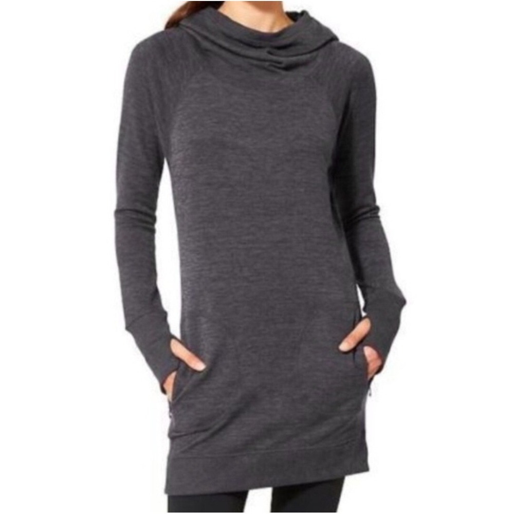 Athleta Blissful Dress Hoodie Sweatshirt Athleisure Casual‎ Pockets Gray S ($99)